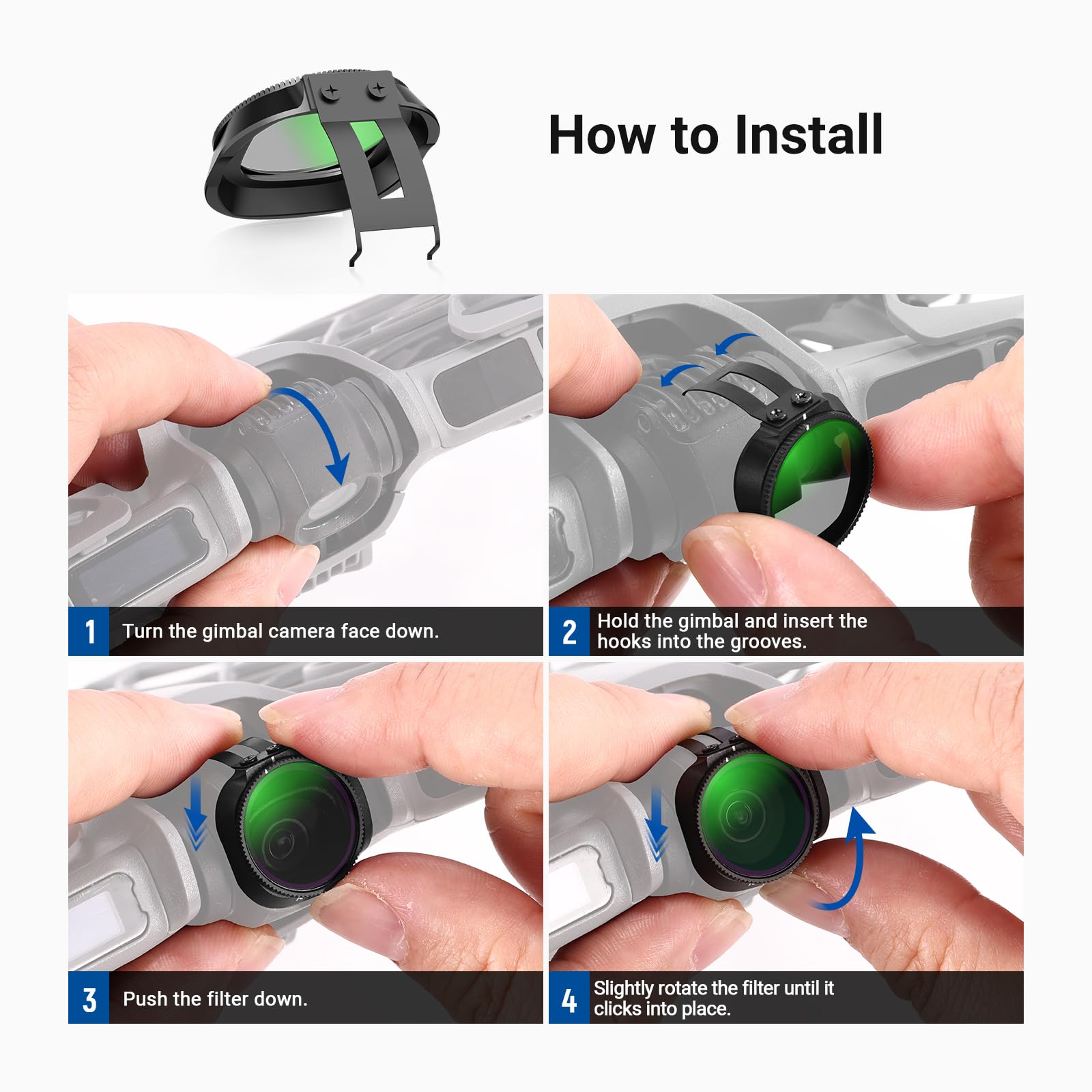 NEEWER Zestaw filtrów UV + CPL + ND kompatybilny tylko z DJI NEO 2, 6-pak zatrzaskowych obiektywów do aparatu drona, zestaw akcesoriów o neutralnej gęstości (ND8/16/32/64), polaryzator kołowy, FL-N71