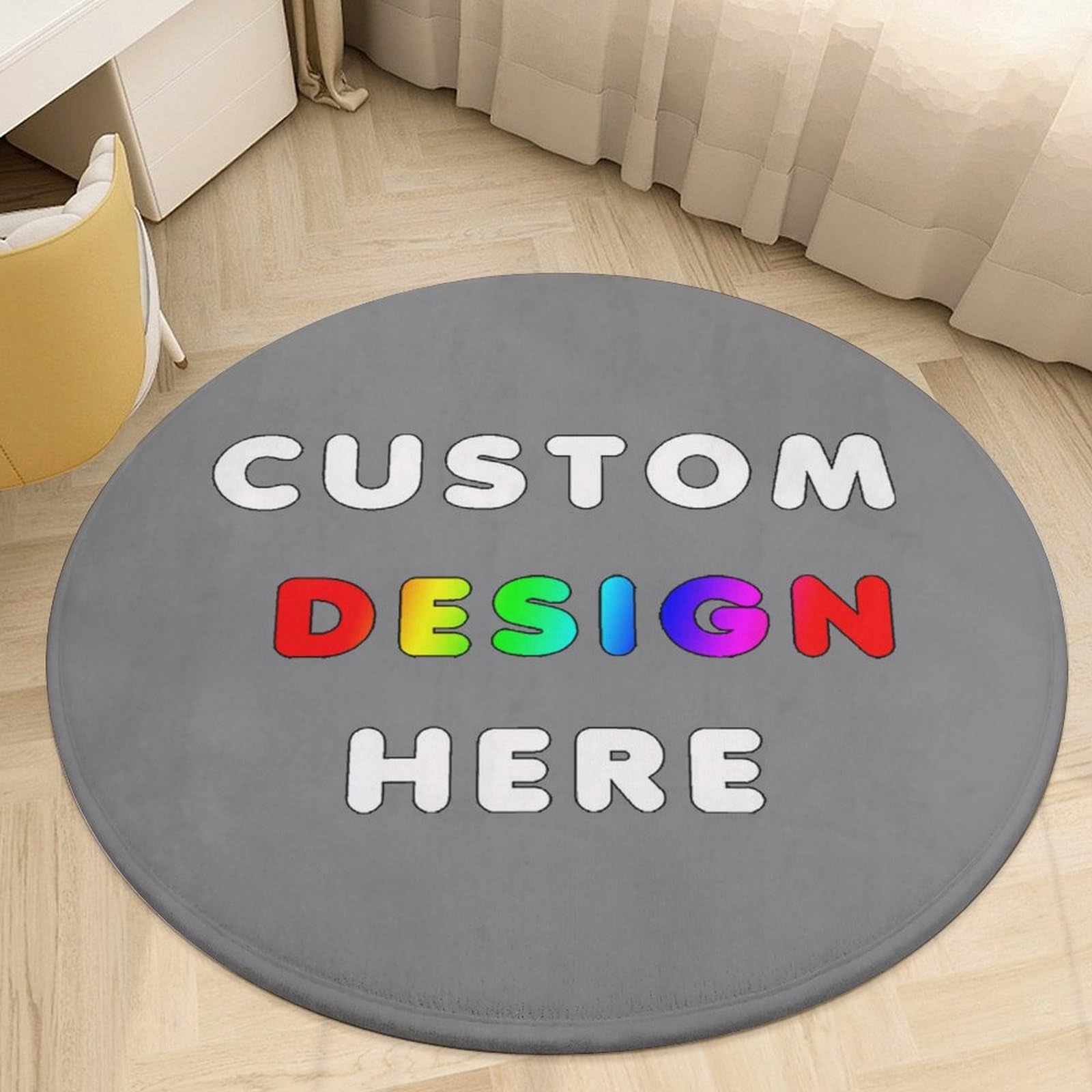 PLKIUYT Customized Rug Personalized Round Area Rugs Door Mat Non Slip Carpet Add Your Own Picture Text Decorative