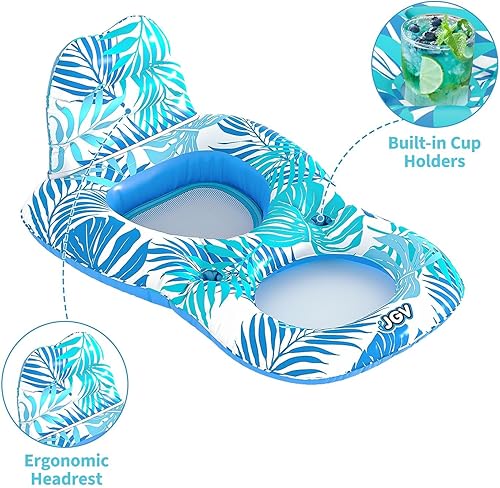 Miniatura 3 de Flotadores de piscina para adultos, tumbona inflable con soporte para bebidas, viajes, piscina, playa, lago, natación, balsas flotantes de agua