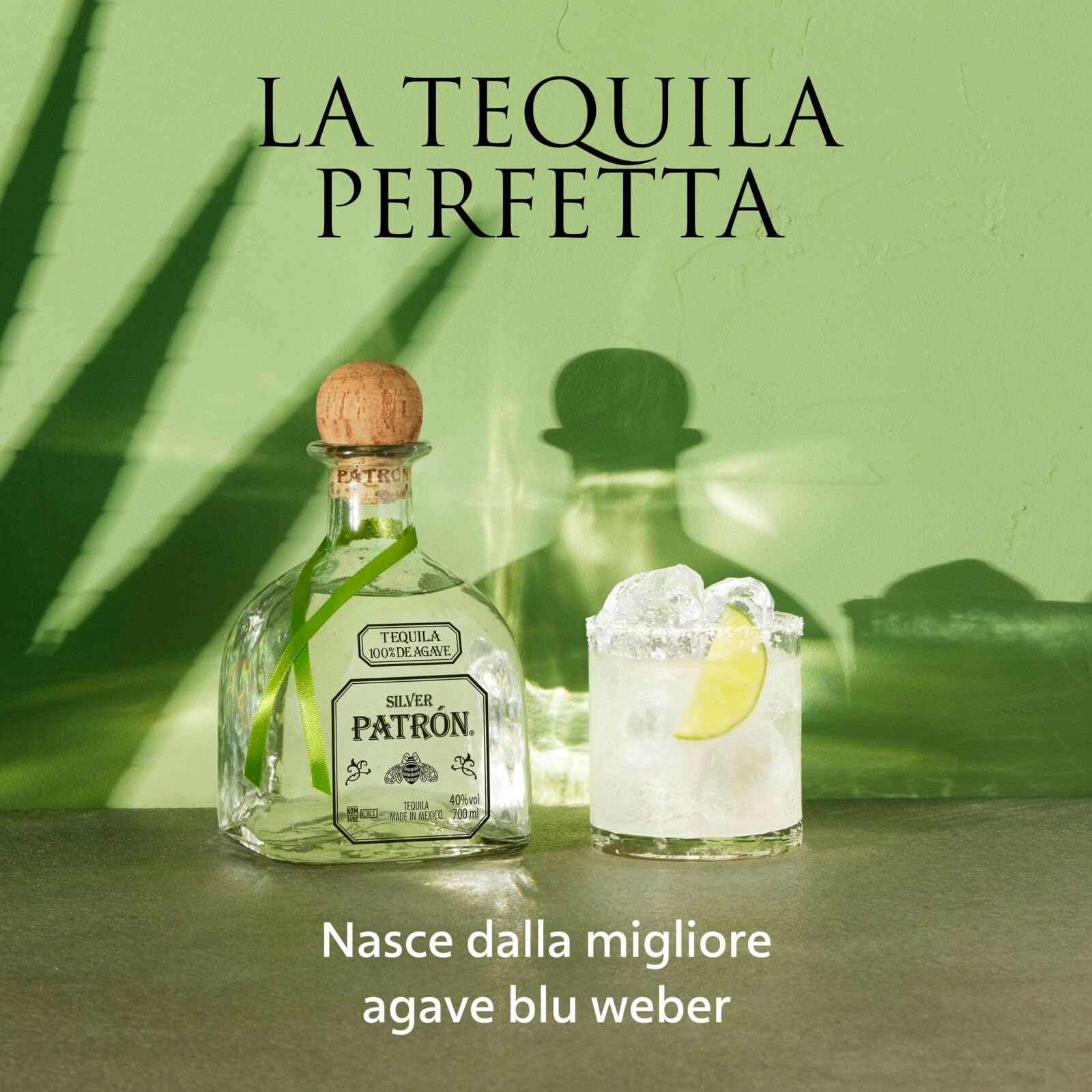 PATRÓN Silver Premium Tequila, Vol. 40%, 70 cl / 700 ml, creata in Messico con metodi artigianali in piccoli lotti a partire dal 100% della migliore agave Weber Blue