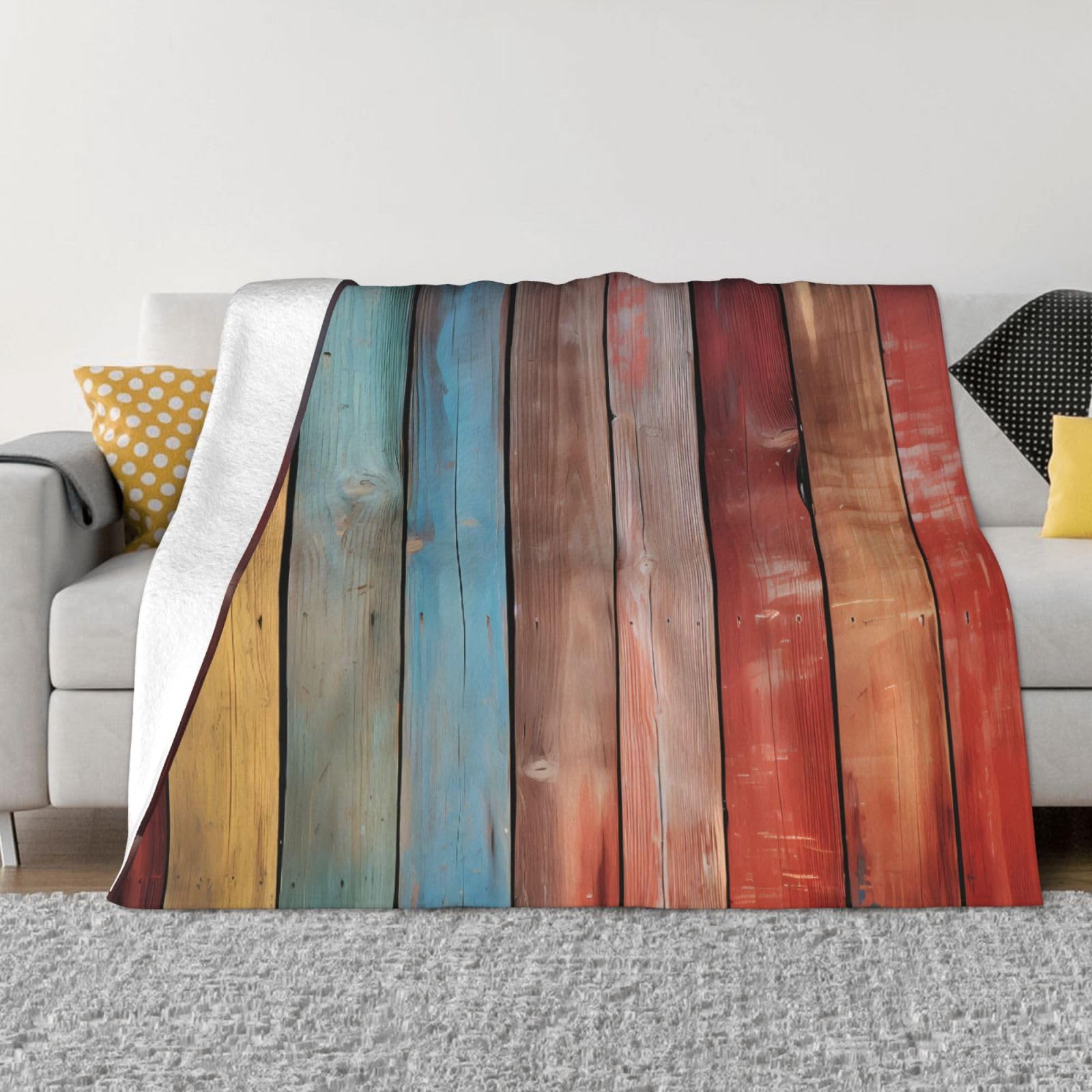 Couverture en flanelle Mexpekil motif texture en bois et finitions premium