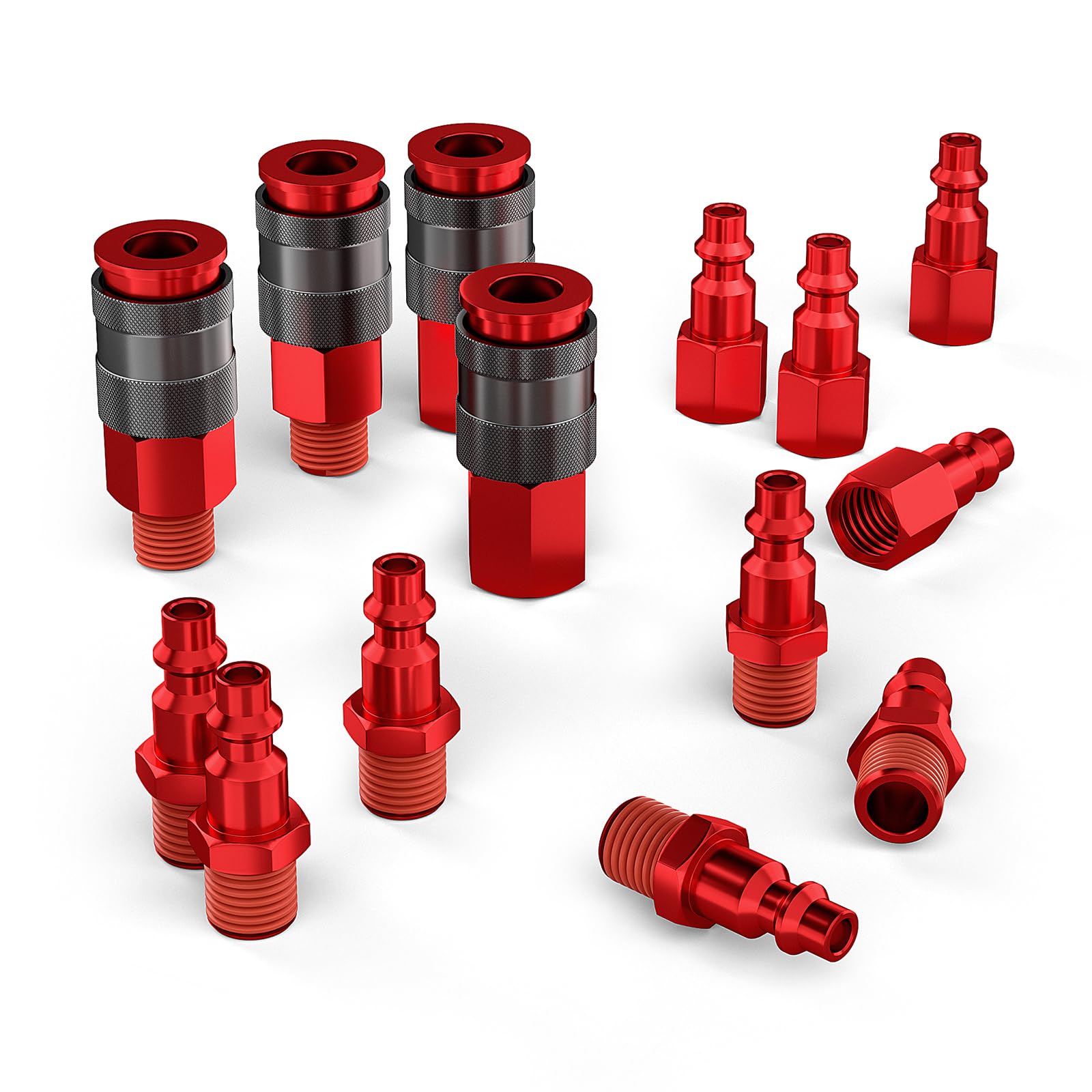 OHITOX 1/4 Inch NPT Quick Connect Air Coupler And Plug Kit - 14 Piece Industrial Fittings Set - View #7