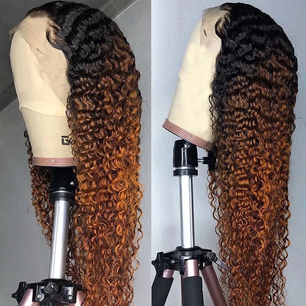Amazon.com : Imeya 24 Inch Ombre Black to Brown Deep Curly  display picture 1