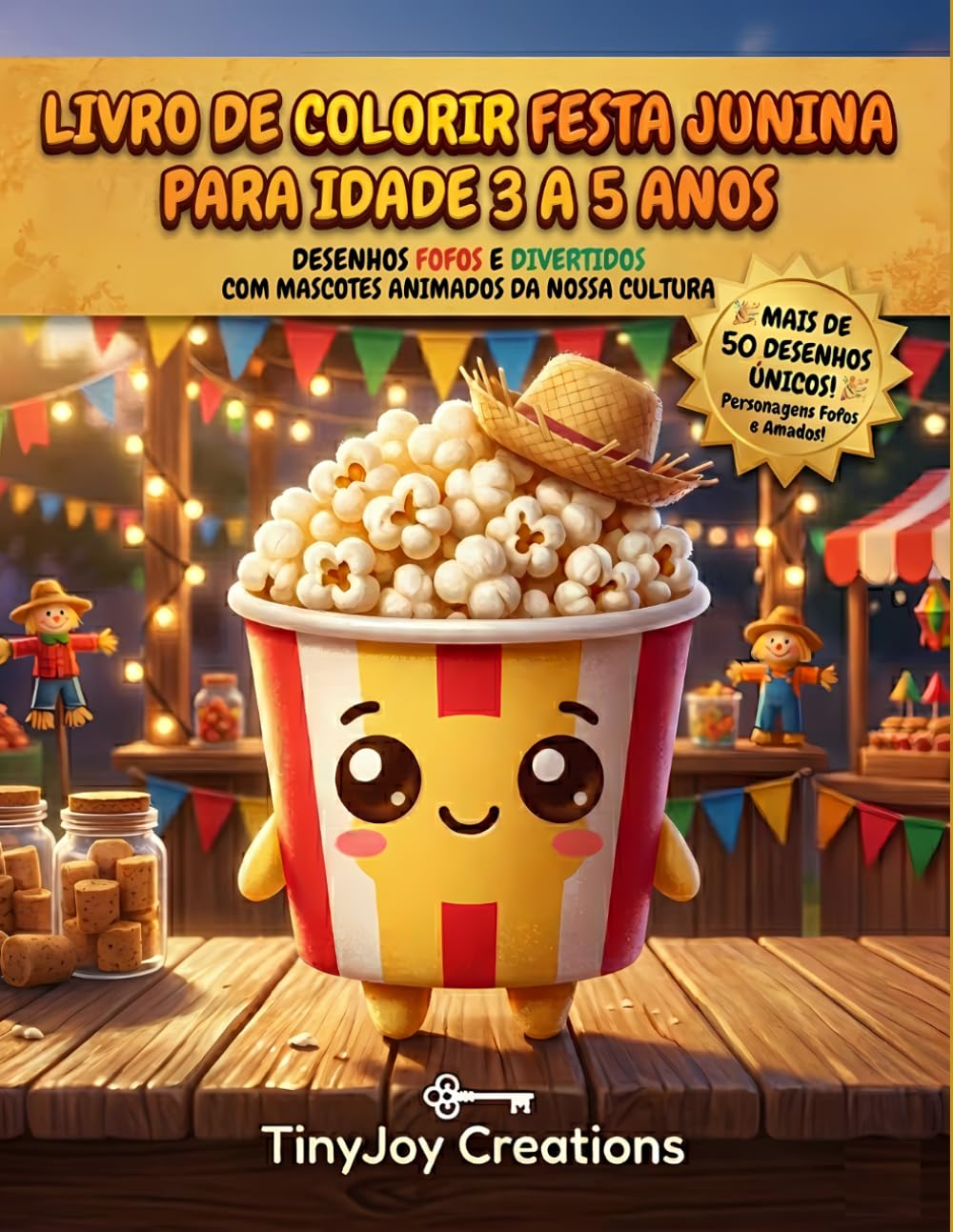 Livro de Colorir Festa Junina para Idade 3 a 5 Anos: Desenhos Fofos e Divertidos com Mascotes Animados da Nossa Cultura (Coleção Festa Junina para Colorir (Básico Infantil))