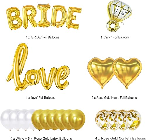 Miniatura 2 de BRT Bearingshui Suministros de decoración de despedida de soltera dorada, globos de despedida de soltera, decoraciones de globos de novia para