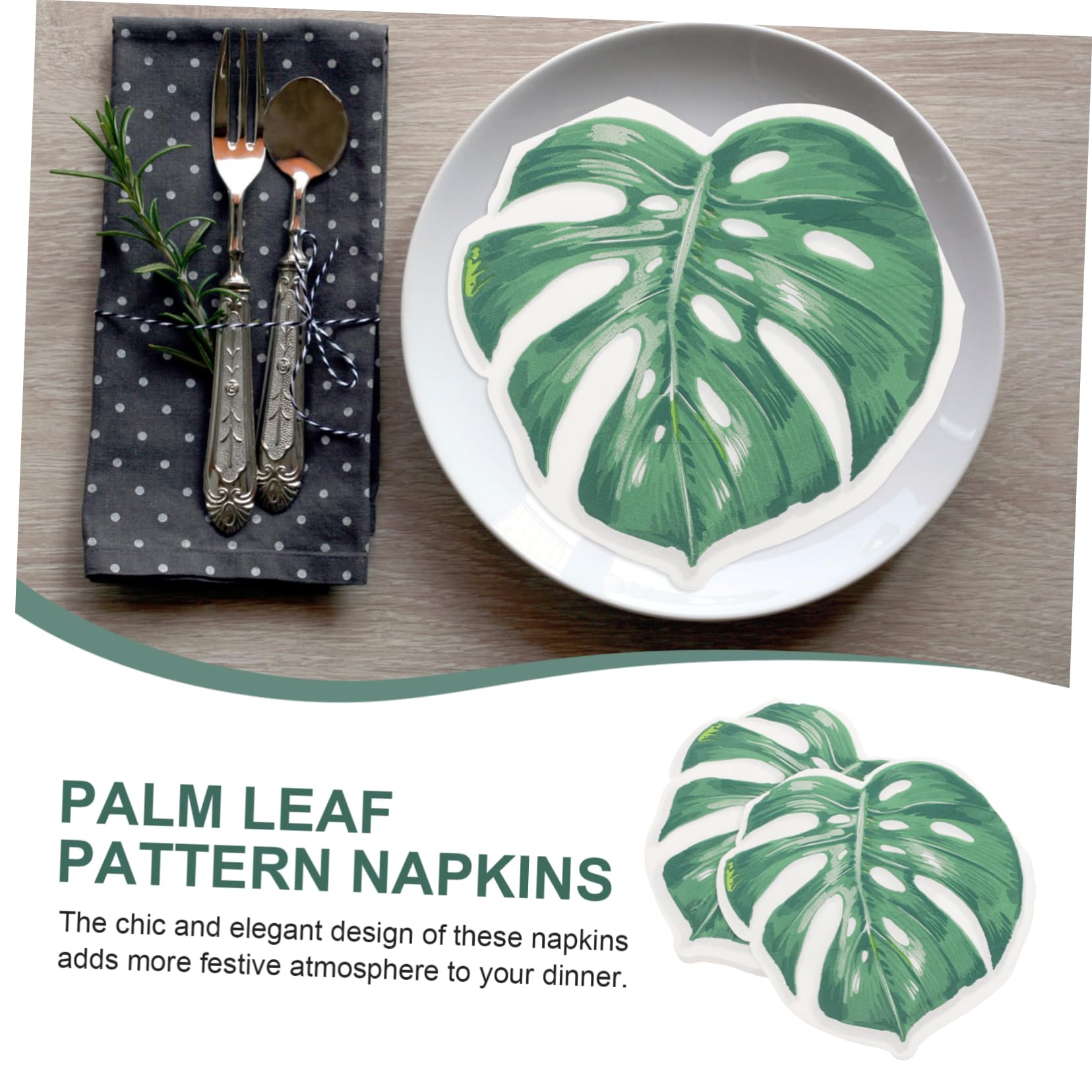 BESTYASH 5 Piezas 2 servilletas de papel para fiestas tropical decoración servilletas de mesa para el hogar para banquetes pulpa de madera virgen Green