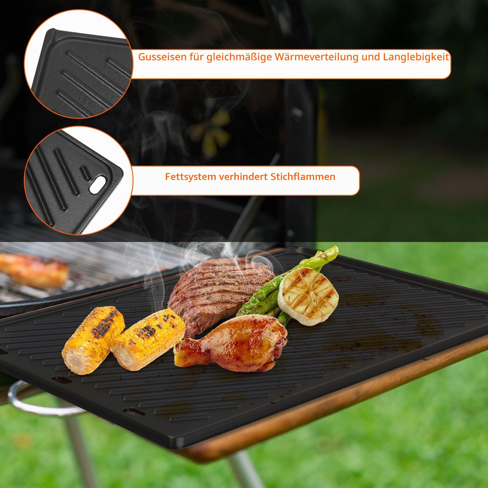 onlyfire Gusseisen Grillplatte Wendeplatte für Weber Genesis 2 300 Gasgrill