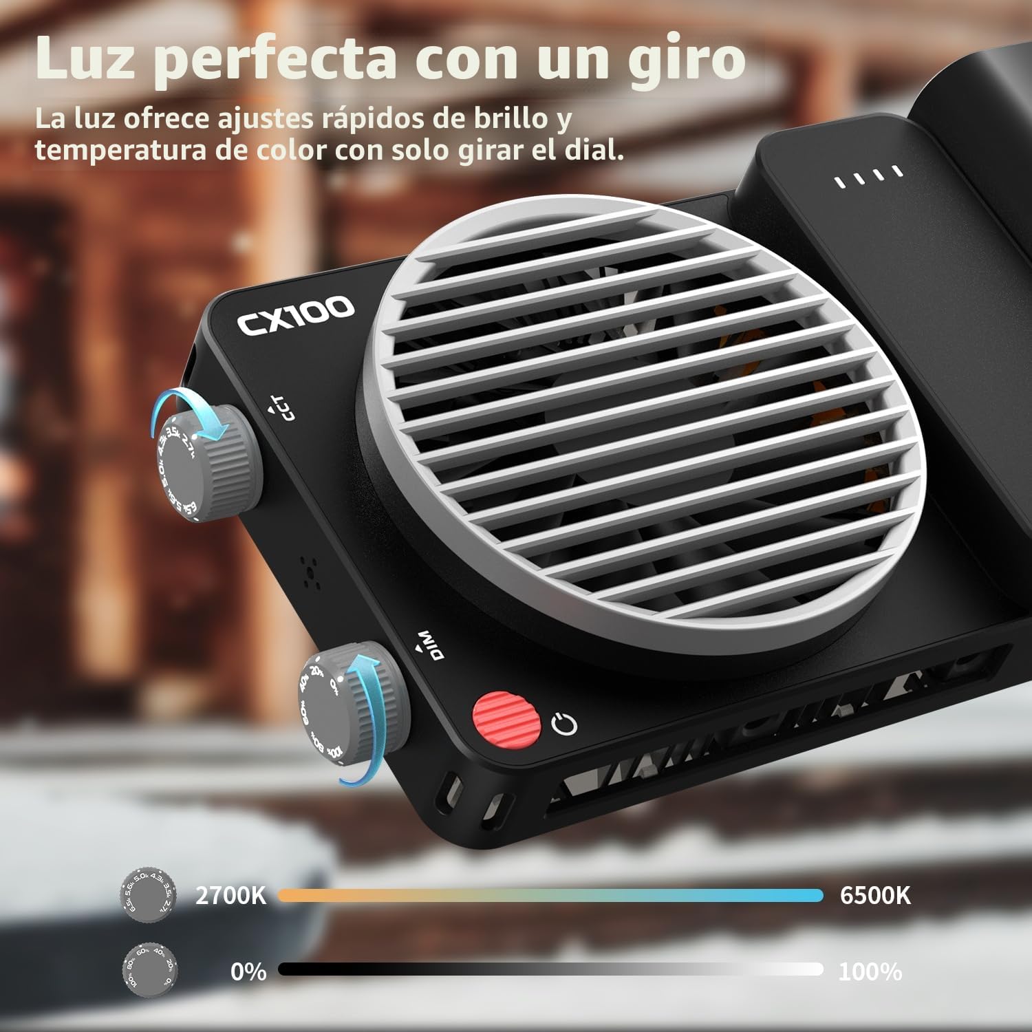 Luz de Video, ZHIYUN CINEPEER CX100 [Oficial] 100W COB Video Light, 2700-6500K, 3840Lux, TLCI 97+ CRI 96+, Regulable, Luz Portátil con Reflector, Domo de Difusión para Iluminación, Fotografía