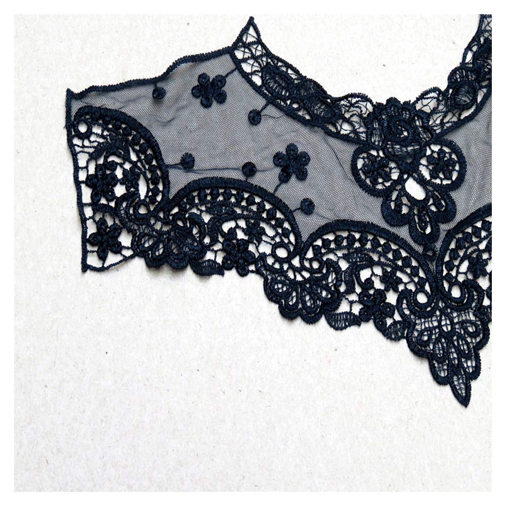 Col En Dentelle Brodée à Fleurs - Appliqué - Couture Creuse - Bordure