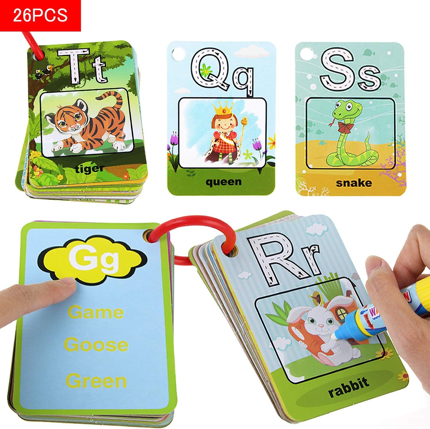 CoolplayWater Painting Cards ABC 26 Letters Water Doodle Cards Kids' Water Colouring Educational Toys for Toddler Children Boys and Girls Gift