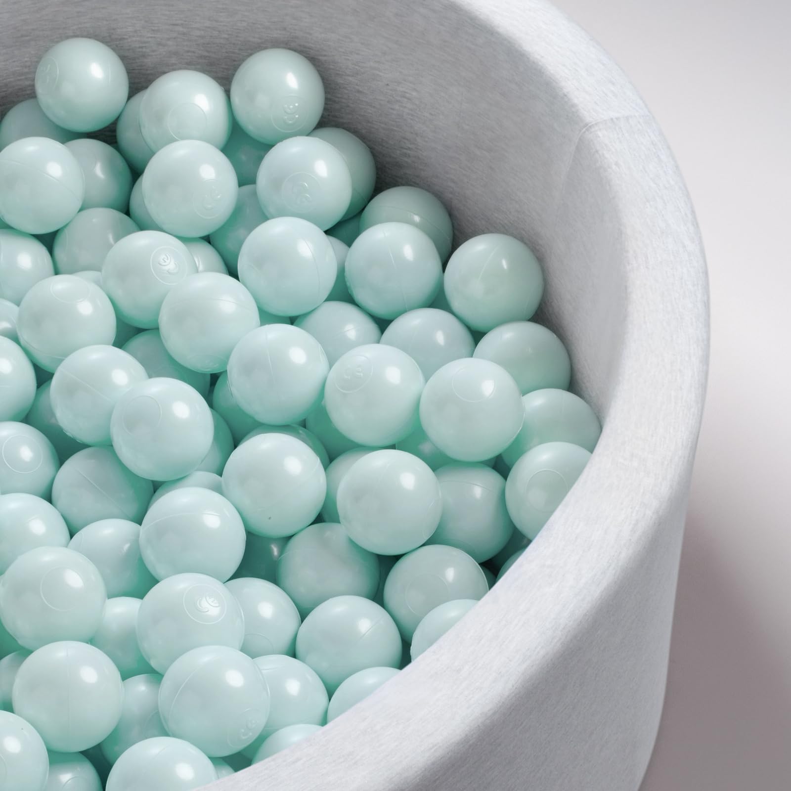 MISIOO Adorabili palline da bagno per palloni, 50 pezzi, 6 cm, plastica sicura, atossica, resistente allo schiacciamento, colore menta, giocattolo per bambini a partire da 1 anno