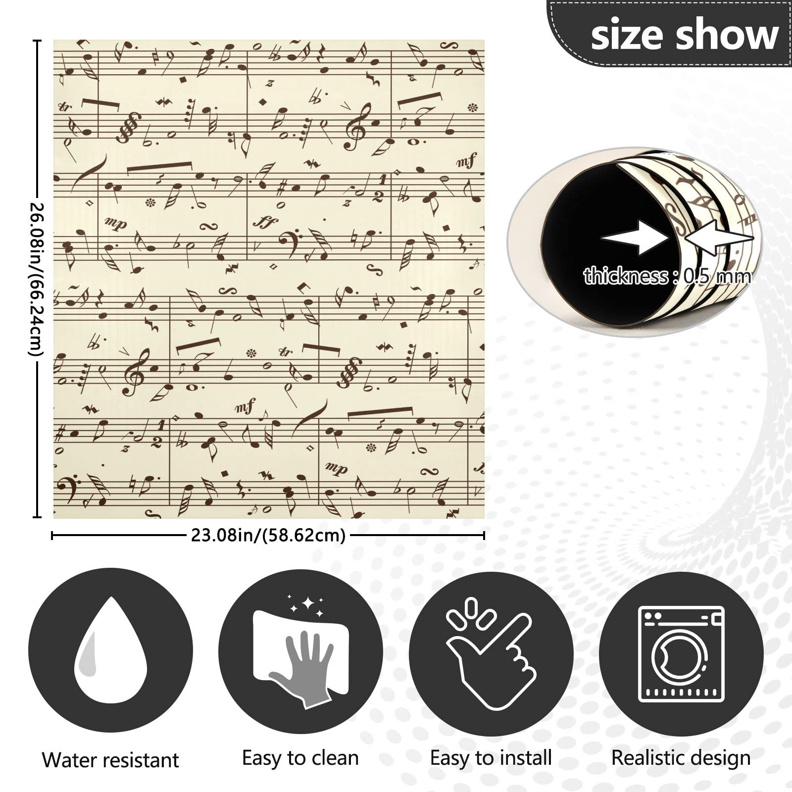 Copertura magnetica per lavastoviglie, motivo musicale, riutilizzabile, per pannello porta anteriore, decorazione cucina, lavastoviglie, per frigorifero, microonde, vacanze, 58,4 x 66 cm