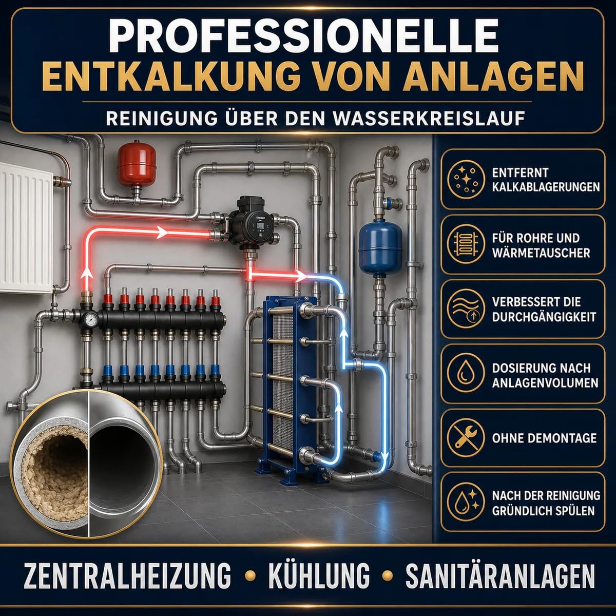 Entkalker Entkalker Waschmaschine 10 L – löst Kalk & Mineralablagerungen, für Heizung & Geräte