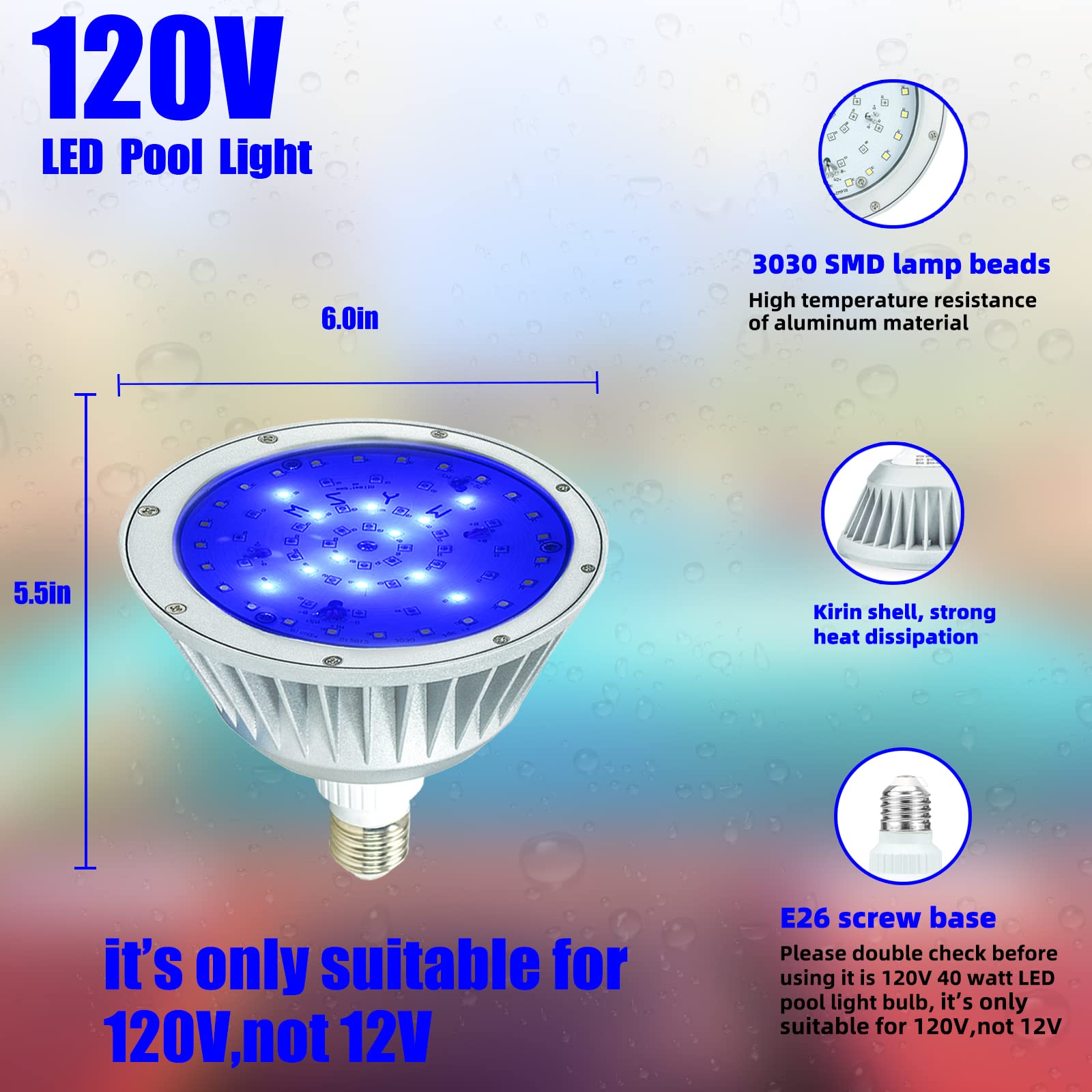 Led Pool Replacement Bulbs Snapklik.com : LED Pool Light Bulb For Inground Pool, IP65 Waterproof ...