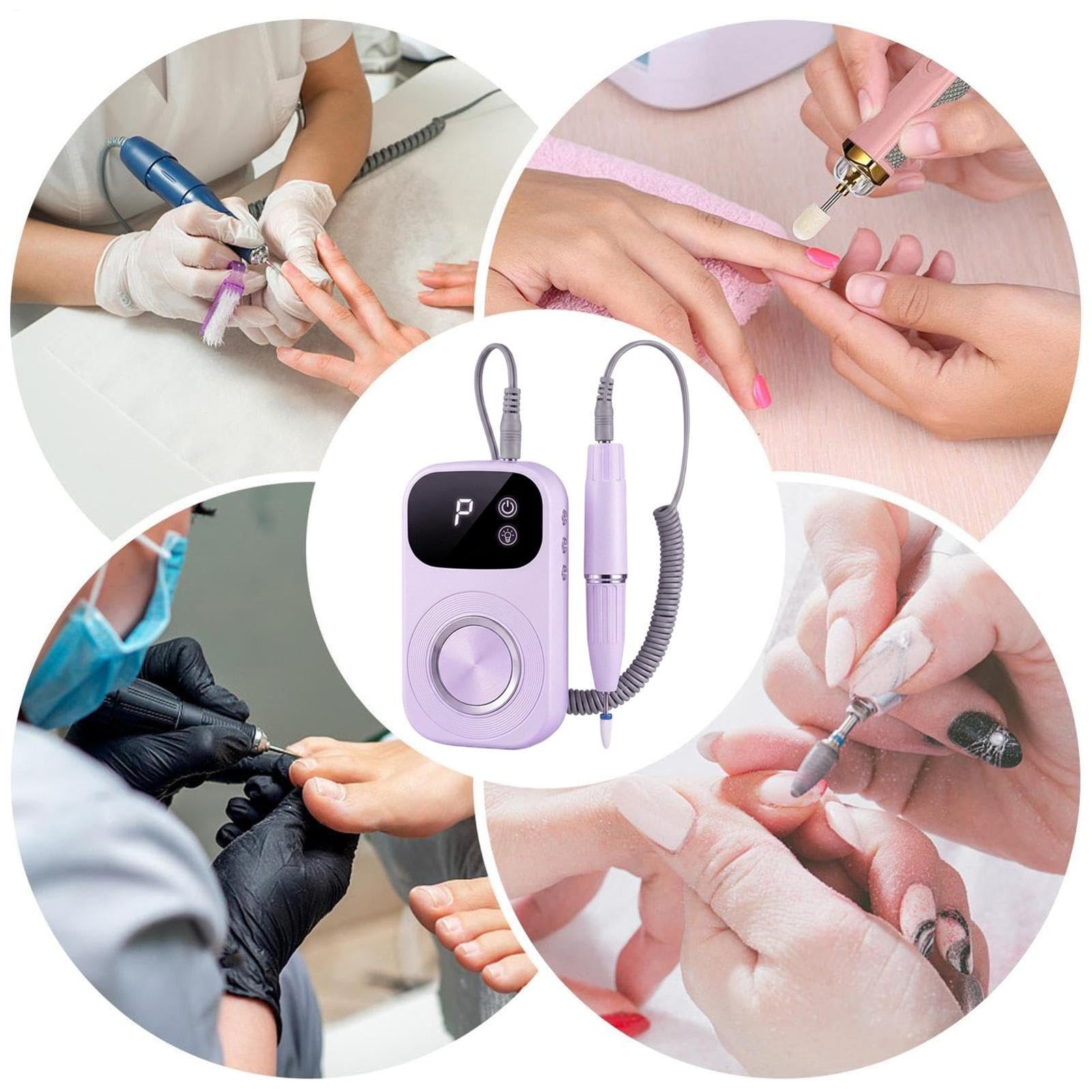 Taladro de de uñas portátil, recargable, silencioso, herramientas de manicura | Máquina de limar de gel de pedicura para mujeres, principiantes, manicura profesional, uñas de gel acrílico