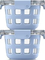 Vista 6 de Ello Duraglass Refresh - Juego de 4 recipientes de vidrio reutilizables de 2 tazas con tapas a prueba de fugas y mangas protectoras de silicona