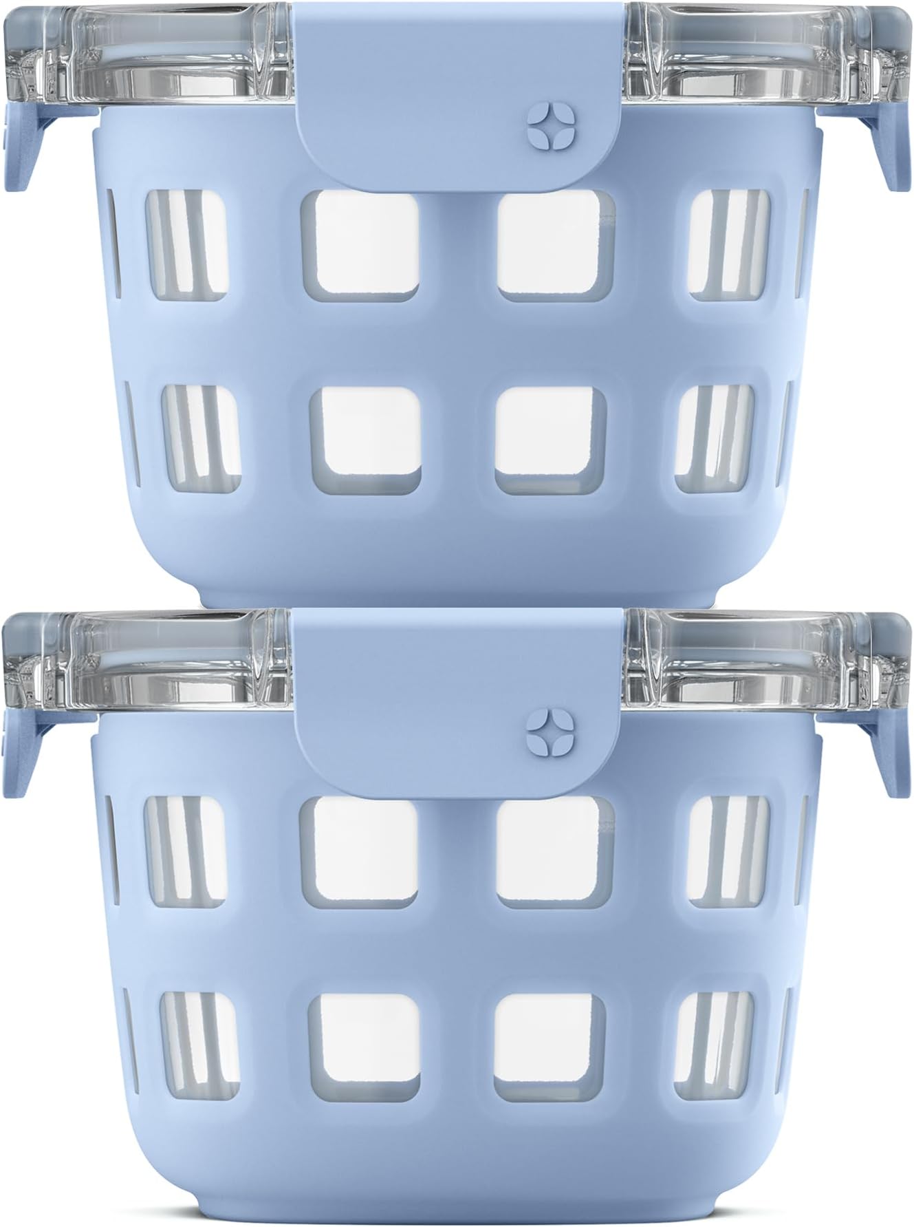 Ello Duraglass 2 Cup Glass Storage Containers with Lids, 2 Pack, Blue