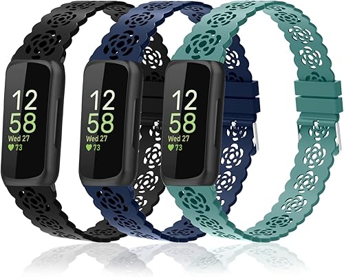 Miniatura 13 de Nigaee Paquete de 3 correas de silicona de encaje compatibles con Fitbit Inspire 3/Inspire 2/Inspire HR/Inspire, correas de repuesto ajustables