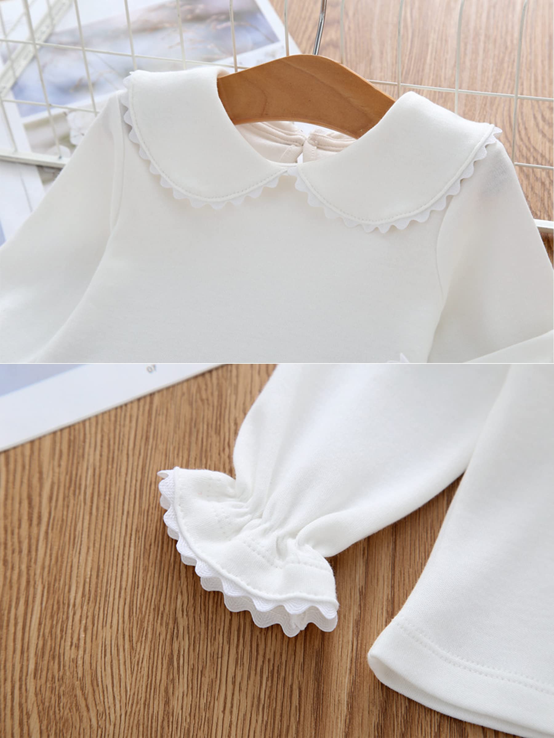 Bebés Niños Niñas Camiseta de Manga Larga de Algodón Cuello Peter Pan Cierre de Botones en la Posterior Suave Transpirable para 0-2 años - Talla 56/62/68/74/80/86/92 0-24M