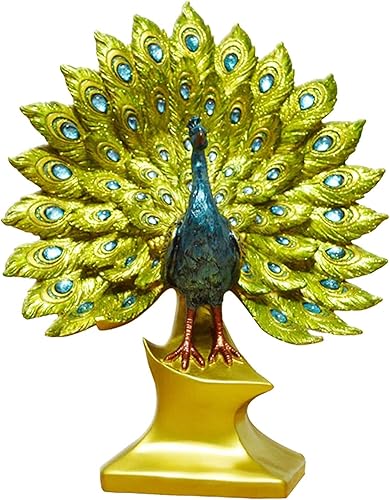Figura de pavo real, estatua de escritorio moderna, adorno de pavo real, estatua de mesa de escritorio para el hogar, dormitorio, sala de estar,