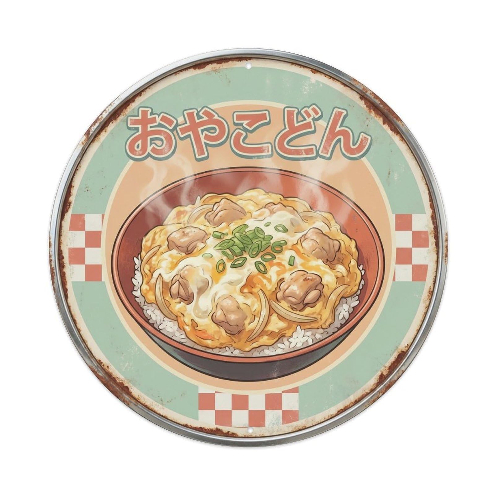 Cxhjca 8X8inch(20X20cm) Oyakodon Japanese Comfort Food Vintage Diner Egg Meal Metal Tin Sign