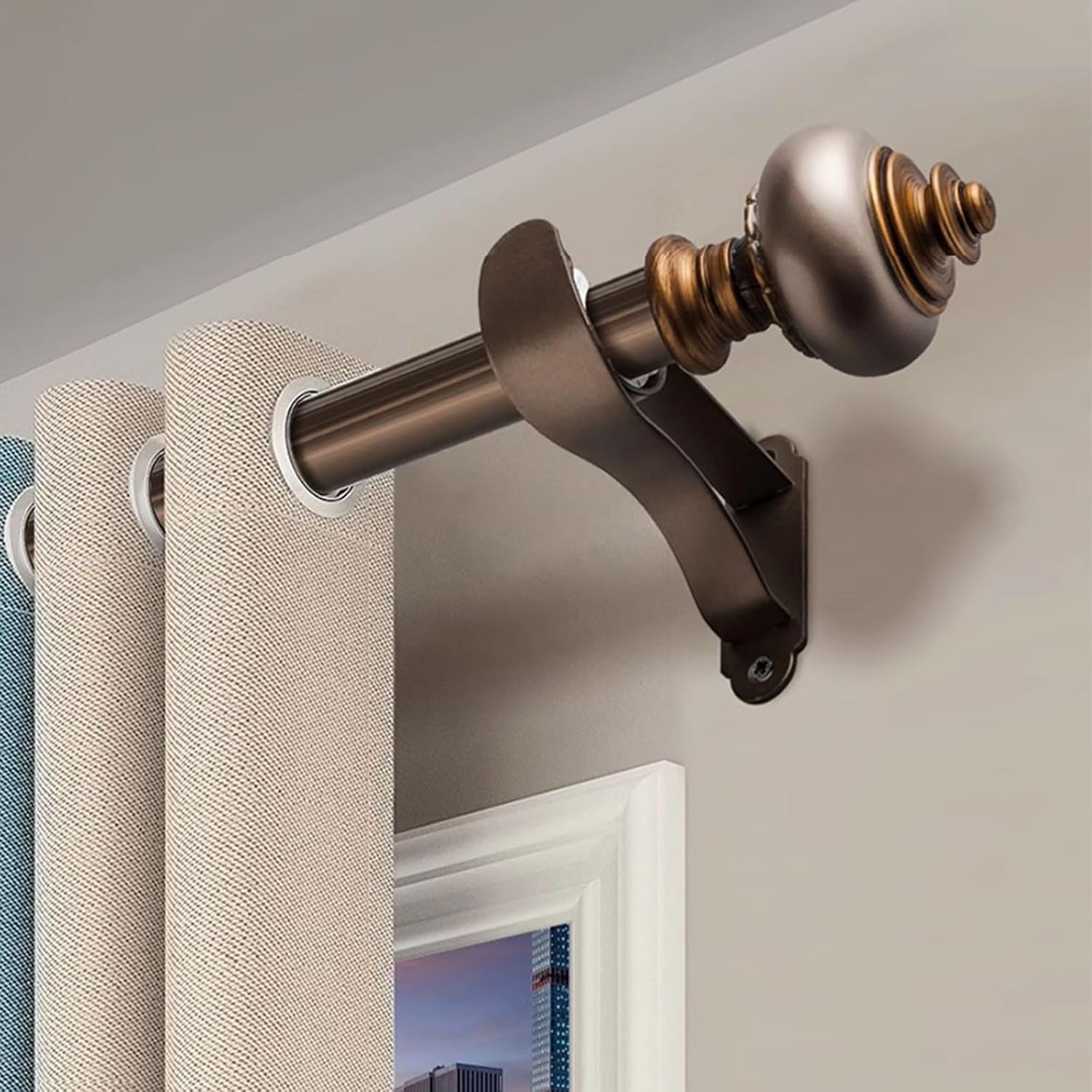Rail de rideau robuste en alu de 3,4 m avec support mural pour salon et chambre