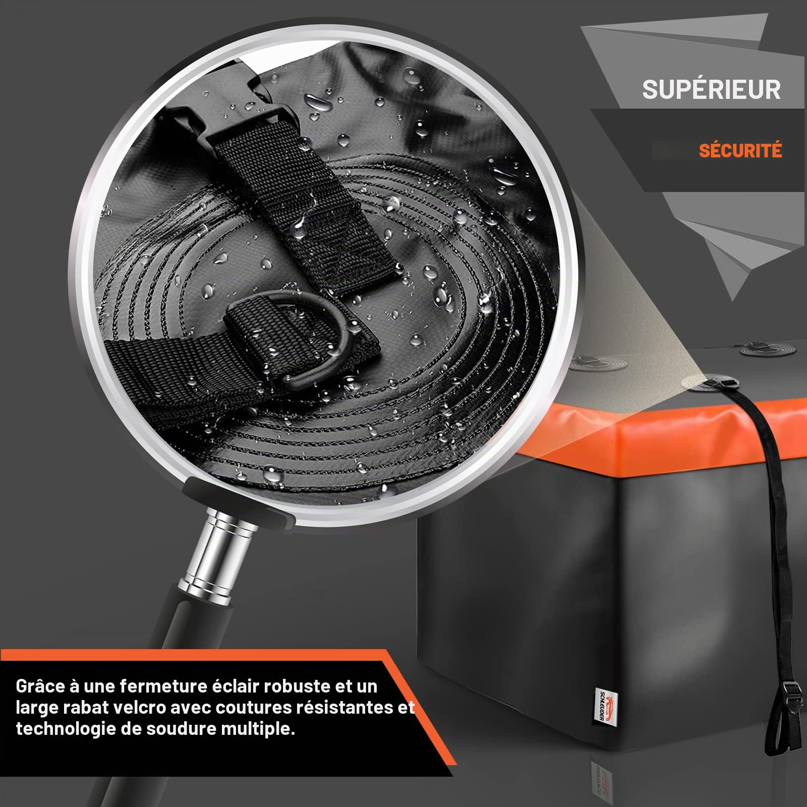 Coffre arrière pour attelage de remorque, 59 m, 24 l, étanche, avec 6 sangles renforcées, convient pour tous les véhicules avec panier de chargement en acier (140 cm, 24 cm, 24 cm)