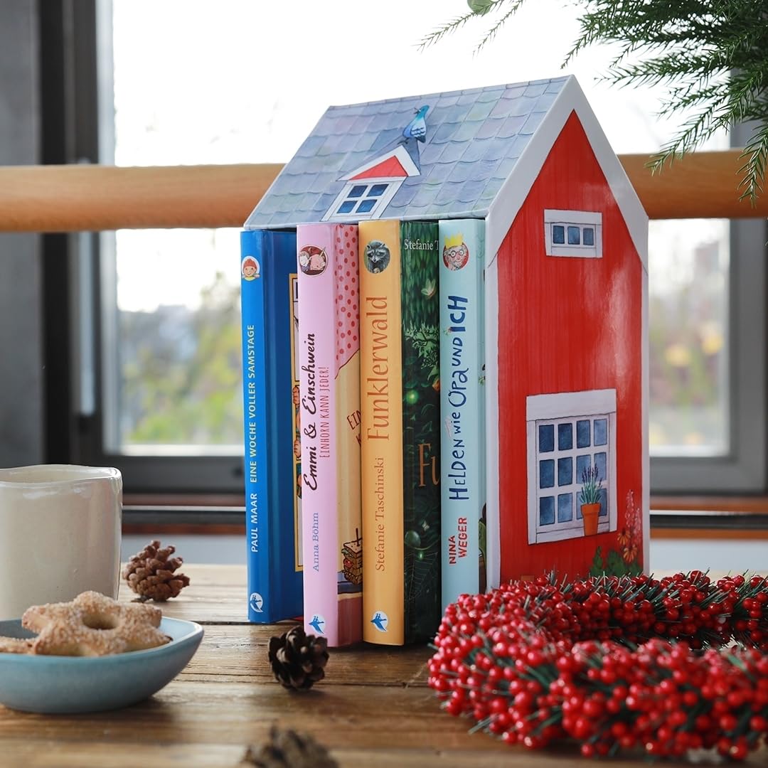 Mein Kinderbuchhaus: Die schönsten Oetinger-Bücher im Spielhaus-Schuber | Hochwertiger Schuber im Schwedenhaus-Stil für ein schönes Bücherregal mit acht beliebten Kinderbüchern für die ganze Familie