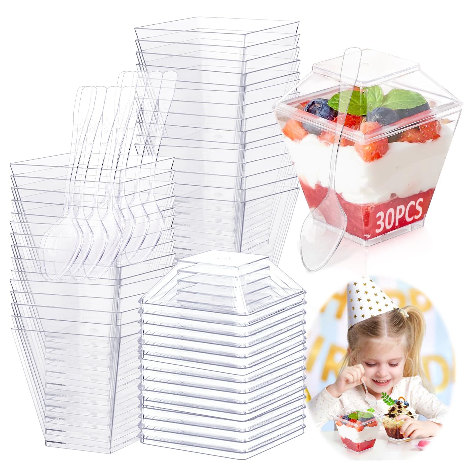 75 Bicchieri Da Dessert In Plastica Con Cucchiaio: 3 Forme Diverse Per Ogni Occasione!