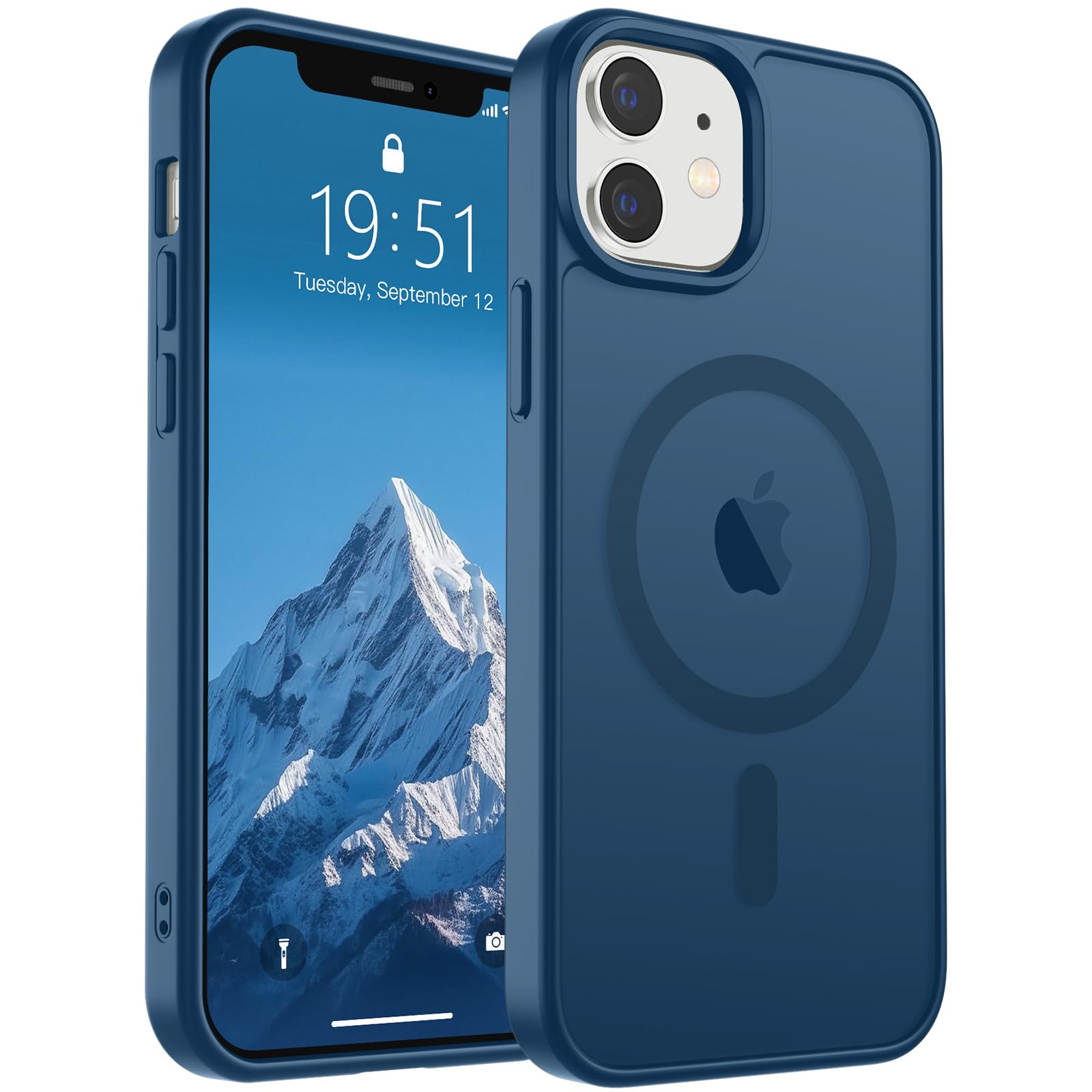 SUPFINE Magnetic for iPhone 12 Case/iPhone 12 Pro Case (Compatible with MagSafe)(Military Grade Drop Protection) Slim Translucent Matte Shockproof with Anti-Fingerprint Phone Case,Deep Blue