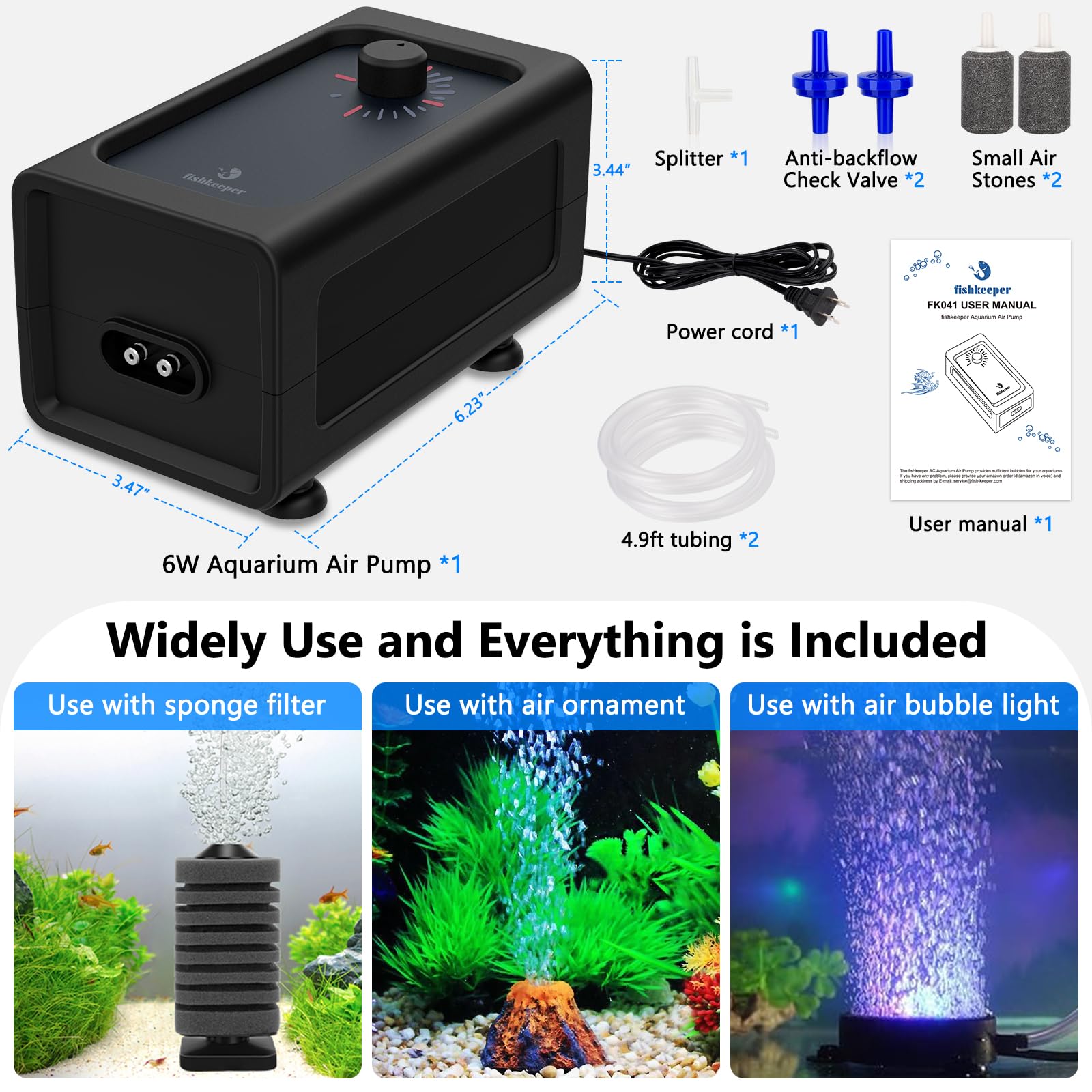 External Fish Tank Aerator HITOP 4W Aquarium Air Pump Ultra