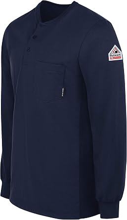 Bulwark Flame Resistant 6.25 oz Cotton Excel FR Mens Long Sleeve Tagless Regular Henley Shirt