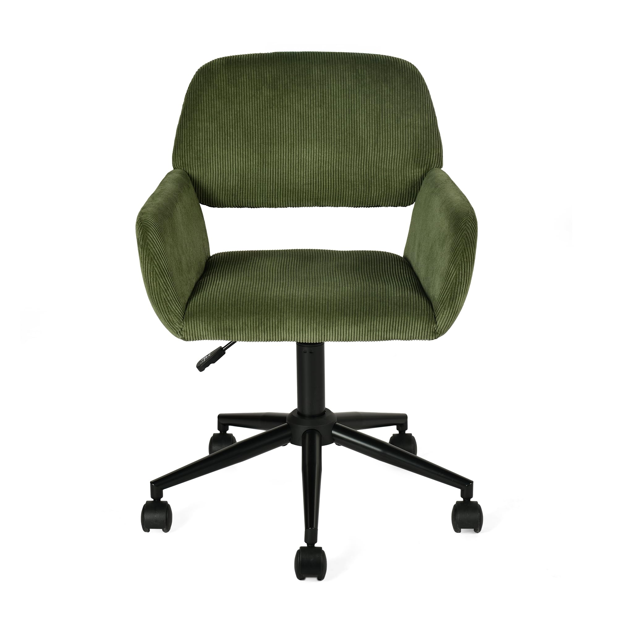 MEUBLE COSY Sedia da Ufficio Girevole Regolabile in Altezza Poltrona da Scrivania Toelette Seduta in Velluto a Coste con Ruote per Studio Camera da Letto, Verde