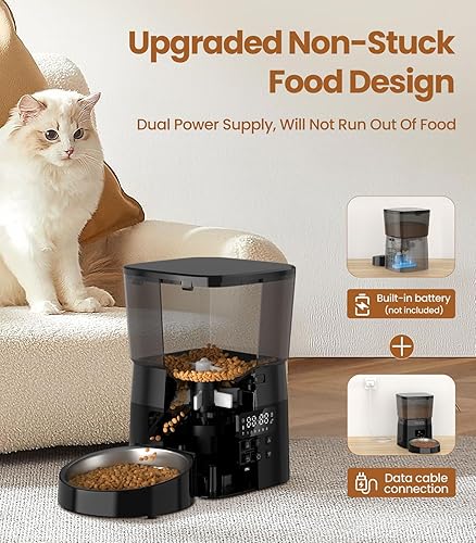 Miniatura 3 de ROJECO Alimentadores automáticos para gatos, dispensador automático de alimentos para gatos de 8 tazas/68 onzas, programa de control de 1 a 6
