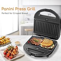 Vista 9 de Aigostar Tostadora para sándwiches de 4 rebanadas, 1.6 pulgadas de ancho de acero inoxidable con bagel, recalentar, cancelar, descongelar, parrilla