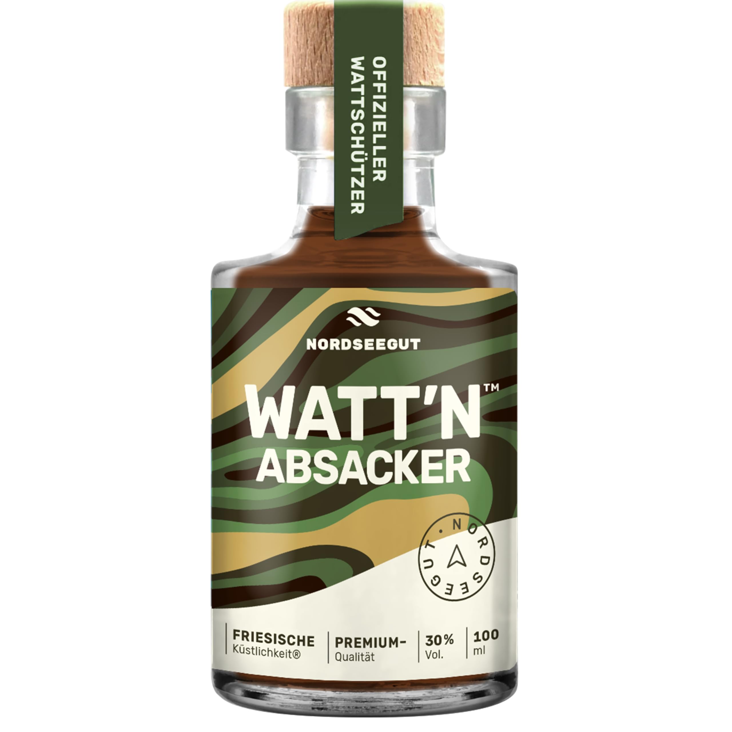 NORDSEEGUT WATT'N ABSACKER 0,1 l | Kräuterlikör aus Limette, Hagebutte, erlesene Kräuter mit 30% Vol. | Mild-aromatischer, leicht würziger Absacker mit dezenter Schärfe & Premium-Qualität der Nordsee
