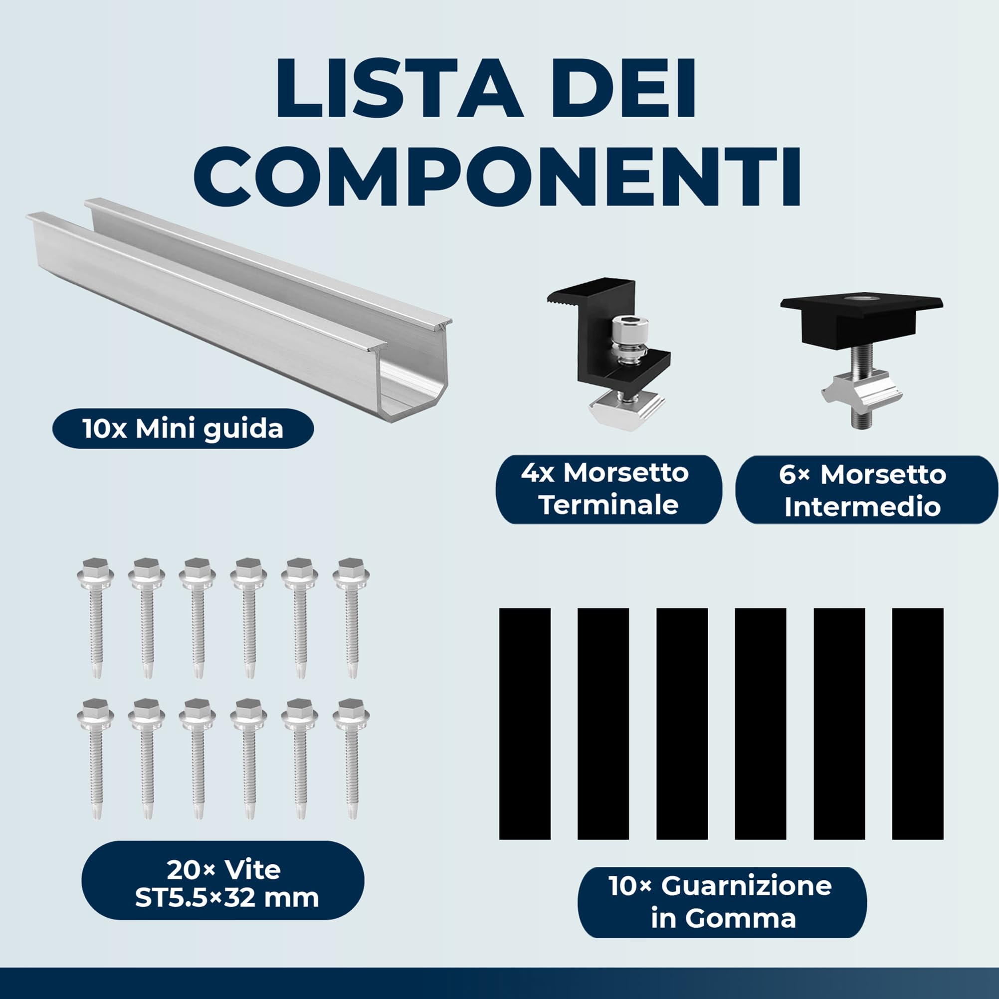 Supporto per Tetto in Metallo 12 cm Regolabile Alluminio per Montaggio Solare Tetto Piatto Pannelli Solari Spessore 30-35 mm (4 pannelli)