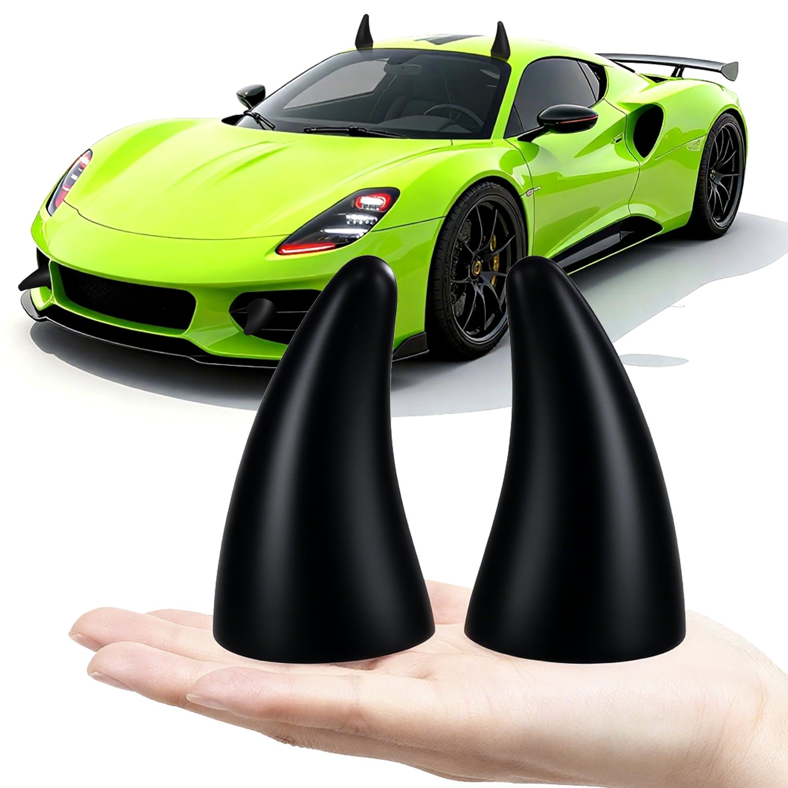 Car Auto Truck Elasticity 3D Devil Horns Sticker Bumper Decor Anti Collision [BLACK] 2Pcs/Set[US Warehouse] Halloween Christmas Gift (Black)