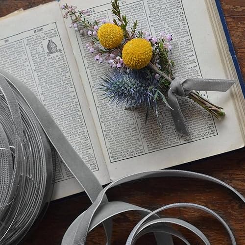 Miniatura 5 de Moukiween Cinta de terciopelo gris de 38 pulgadas x 30 yardas, cinta de terciopelo para envolver regalos, invitaciones, globos florales para el