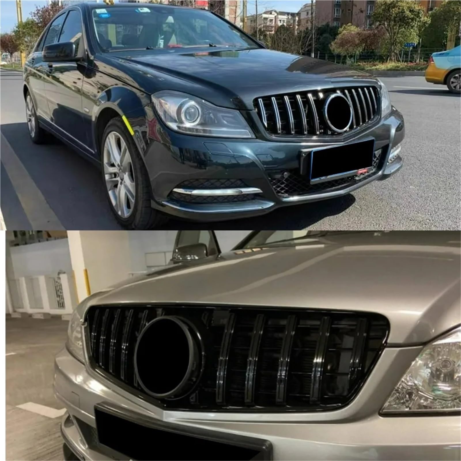 Przedni zderzak Grill Grill Tuning pasuje do Mercedes Benz C Klasa W204 2007-2014 C180 C200 C250 C300 AMG GT Diamond Style osłona chłodnicy(Diamond Silvery)