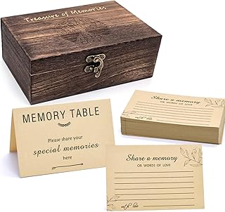 Wooden Share Love & Memories Box with 50 Pcs Share A Memory Cards for Ce...