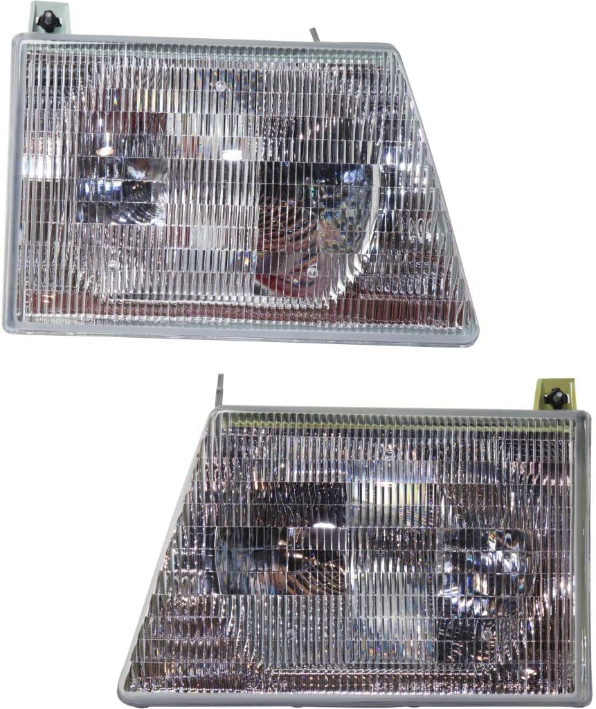 For Ford EconoLine Van Headlight Assembly 1992 93 94 95 1996 Pair Driver and Passenger Side Composite Type DOT Certified | FO2502121 | FO2503117 | F6UZ-13008 BA