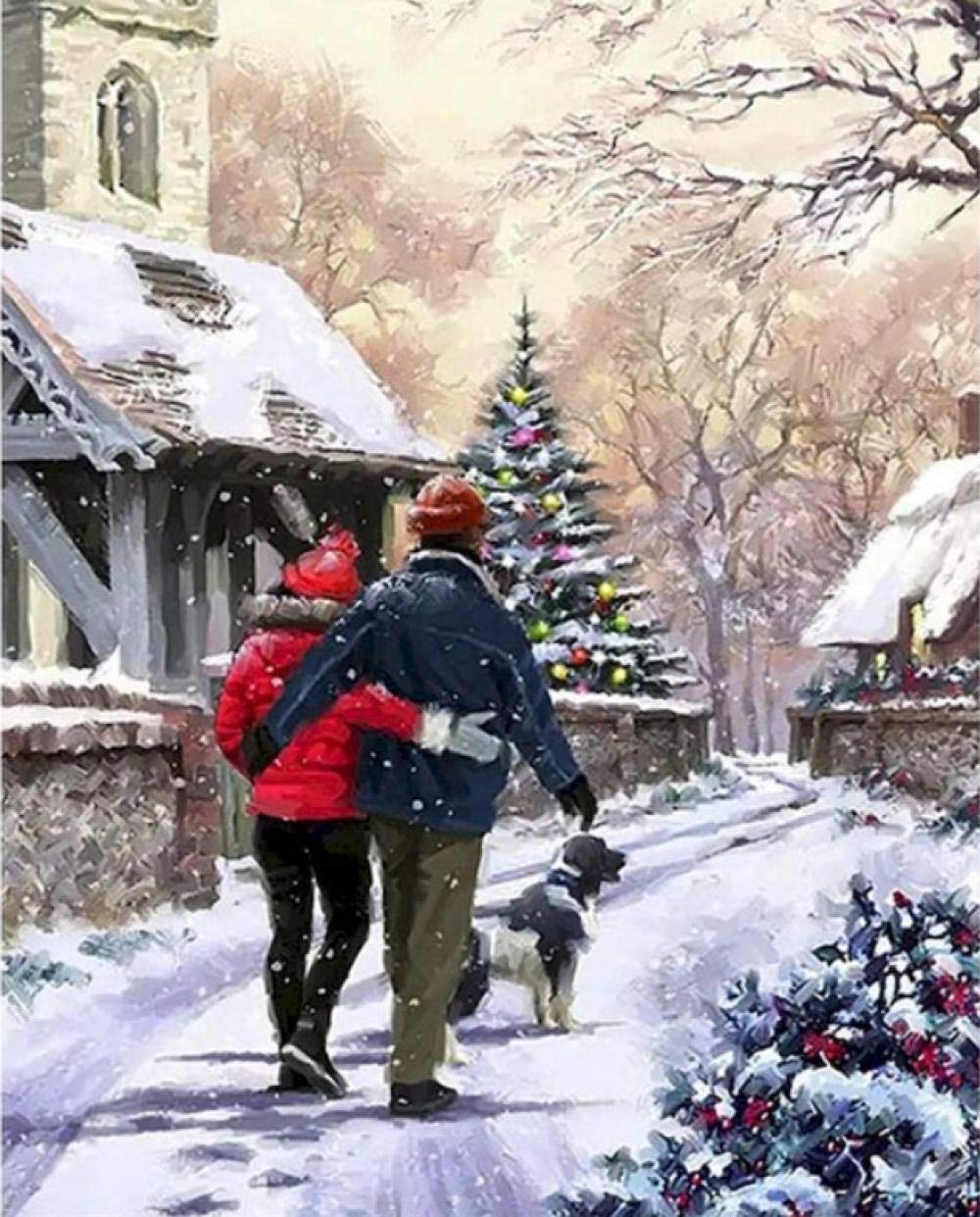 Peinture à l'huile par numéros paysage d'hiver 40x50cm avec pigment acrylique sur toile