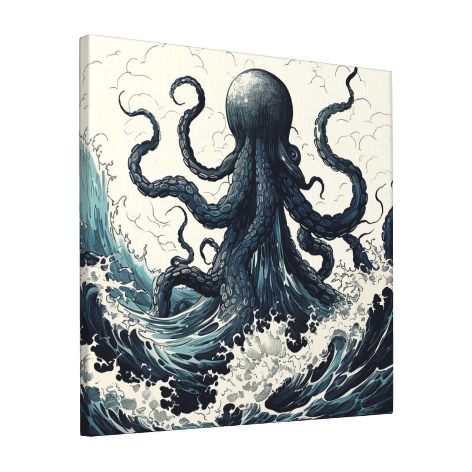 FodPand Ocean Inspired Sketch Canvas Wall Art for Living Room Wall Decor 12"x12" Modern Artwork Painting Pictures Hanging Canvas Prints Aesthetic Wall Art for Bedroom Bathroom Office Wallart Decor