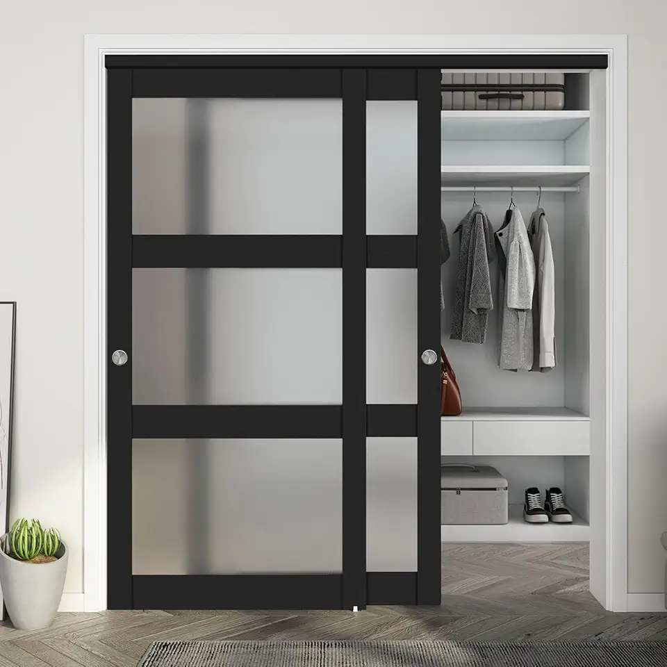 Sliding Bypass Closet Doors: 5 Fresh Design Ideas 5 72x80 3-Lite Frosted Bypass Door — Black