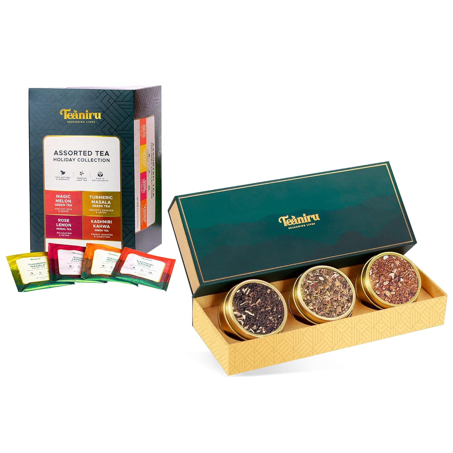 Teaniru, Grandeur Tea Gift Bundle | Assortment Of Premium Loose Leaf Blends And Pyramid Tea Bags | Tea Lovers Gift