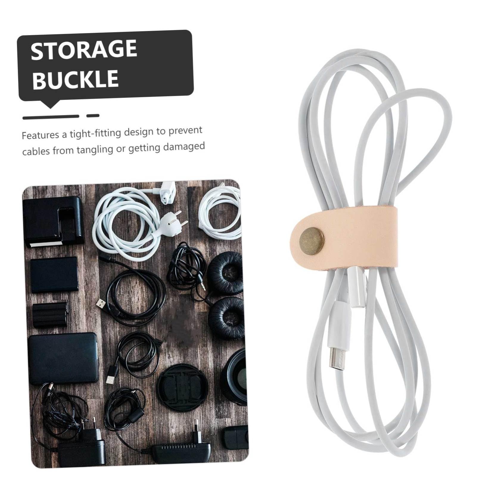 Kabelbinder, 5-teiliger Kabelführungsstreifen aus Rindsleder for USB-Kopfhörerkabel-Organizer, einfaches Design zur einfachen Kabelaufbewahrung
