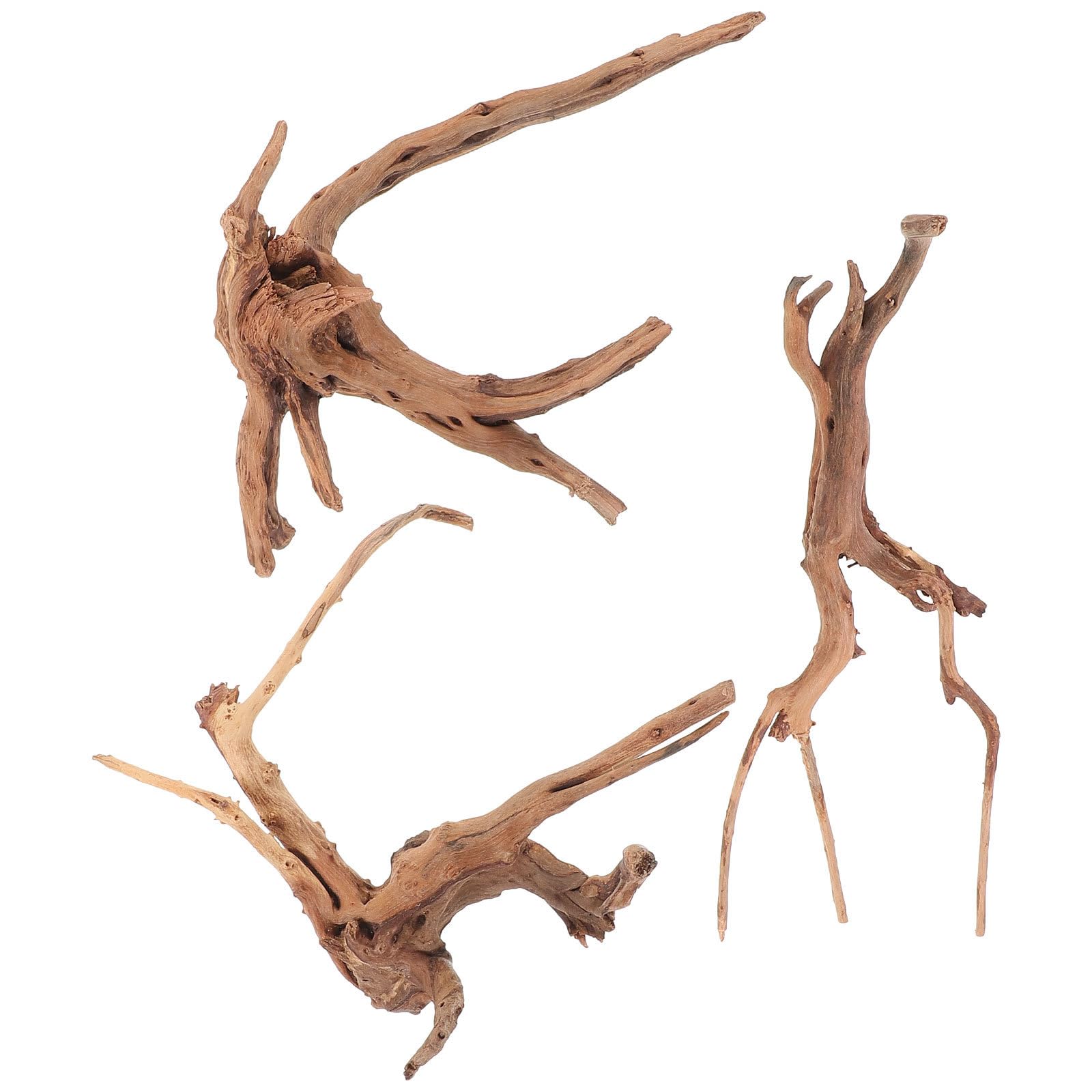 HEMOTON 3 Pièces Bois Flotté Naturel pour Aquarium Décoratif, Forme Réaliste, Matériau Synthétique, Facile à Utiliser, pour Décorer Aquarium et Terrarium Plusieurs Styles