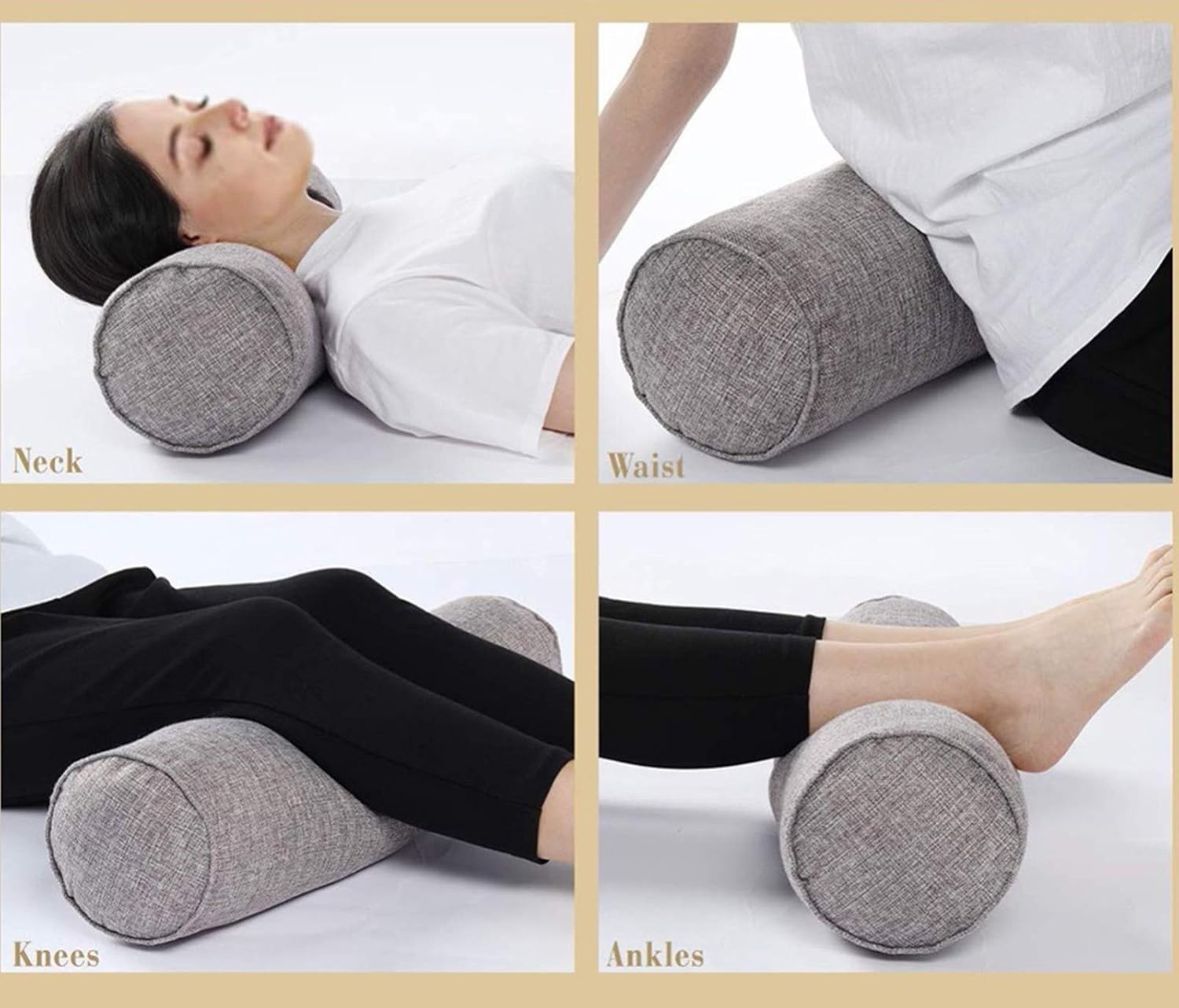 Rundes Nackenrollen-zylinderpolster-körperkissen Mit Abnehmbarem, Waschbarem Bezug, Ergonomisch Geformte Entlastung Von Rücken, Nacken Und Wirbelsäule Während des Schlafs, 2, 15 * 60cm