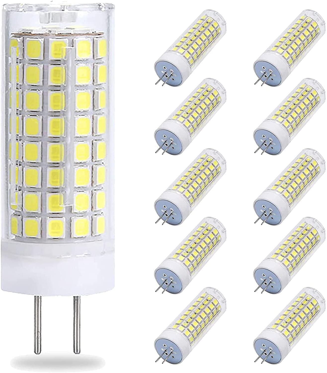 G4 Bombillas LED Regulable, 10W 102LED Beads 1000LM 2835SMD LED Bi-pin Luces Led Bombilla de maíz AC 220V 360 ° Ángulo de haz para luces de ventilador de techo Iluminación,Warm white,10 Pack